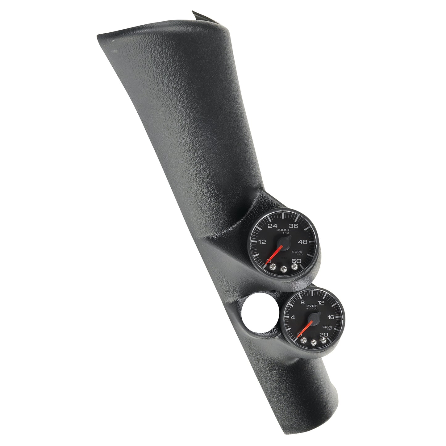 AutoMeter PILLAR KIT 0-60 PSI/0-2000 Fahrenheit 98-02 DODGE RAM W/ SPEAKER SPEK-PRO WHITE DIAL BLACK BEZEL FLAT ANTIGLARE LENS P72001
