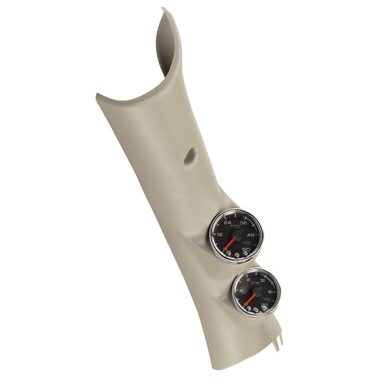 AutoMeter PILLAR KIT 0-60 PSI/0-2000 Fahrenheit 10-15 DODGE RAM SPEK-PRO BLACK DIAL CHROME BEZEL CLEAR LENS P72003