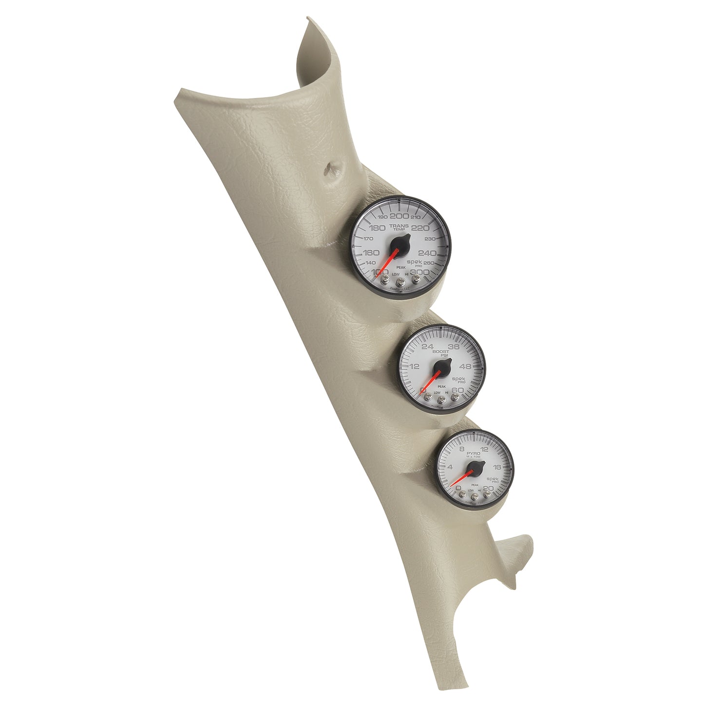 AutoMeter PILLAR KIT 0-60 PSI/0-2000 Fahrenheit/100-300 Fahrenheit 03-09 DODGE RAM SPEK-PRO WHITE DIAL BLACK BEZEL CLEAR LENS P73002