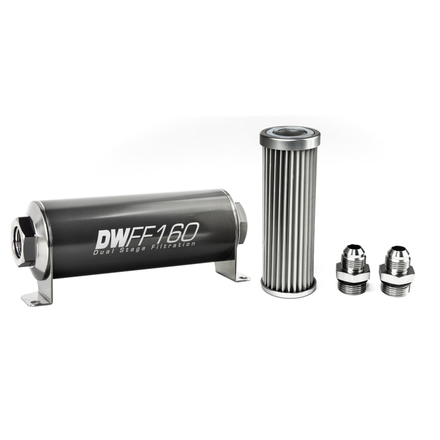 Deatschwerks In-line fuel filter element and housing kit, stainless steel 5 micron, -8AN, 160mm. Universal DEW-8-03-160-005K-8