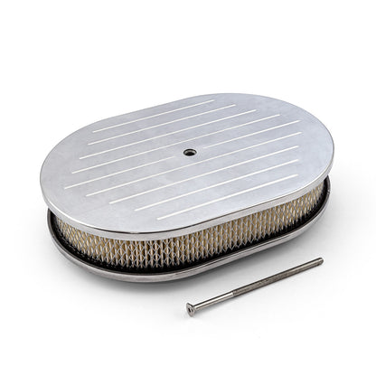 Speedmaster PCE104.1005 12" X 2" Oval Ball Milled Polished Aluminum Air Cleaner Kit