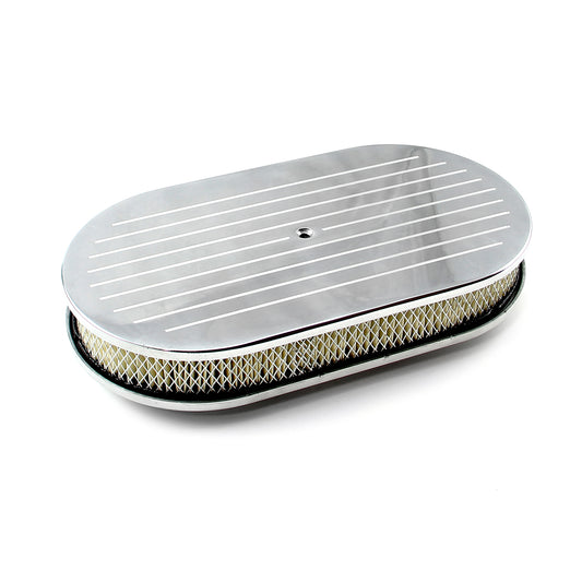 Speedmaster PCE104.1006 15" X 2" Oval Ball Milled Polished Aluminum Air Cleaner Kit