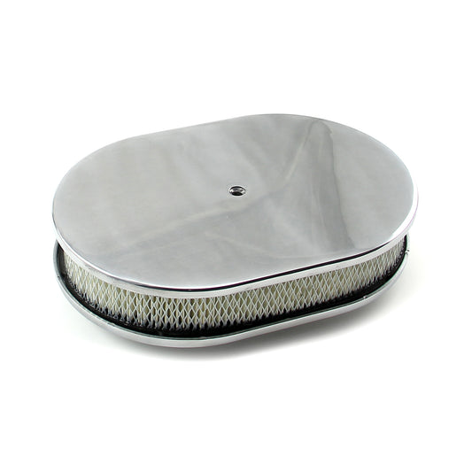 Speedmaster PCE104.1007 12" X 2" Oval Plain Polished Aluminum Air Cleaner Kit