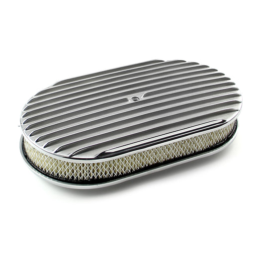 Speedmaster PCE104.1014 15" X 2" Oval Classic Finned Polished Aluminum Air Cleaner Kit