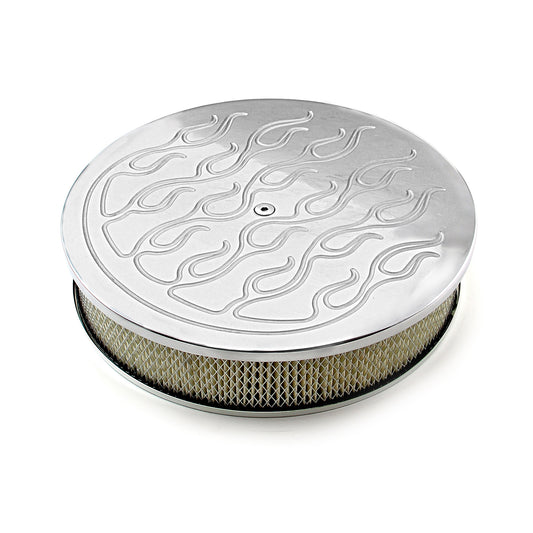 Speedmaster PCE104.1015 14" Polished Flamed Aluminum Air Cleaner Kit With 3" Element