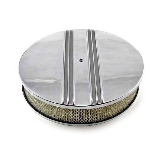 Speedmaster PCE104.1016 14" Classic Finned Polished Aluminum Air Cleaner Kit With 3" Element