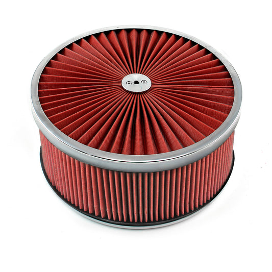 Speedmaster PCE104.1049 14" X 6" Washable Element Extreme Top W/Chrome Ring Flat Base Air Cleaner Kit