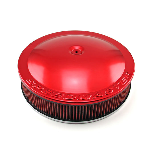 Speedmaster PCE104.1051 14" X 3" Washable Element Drop Base Aluminum Air Cleaner Red