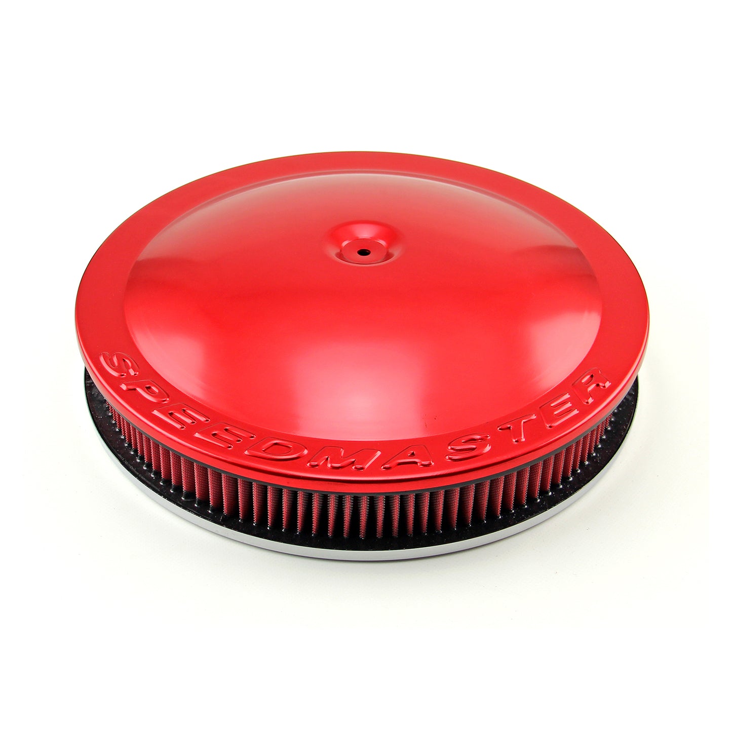 Speedmaster PCE104.1054 14" X 2" Washable Element Flat Base Aluminum Air Cleaner Red