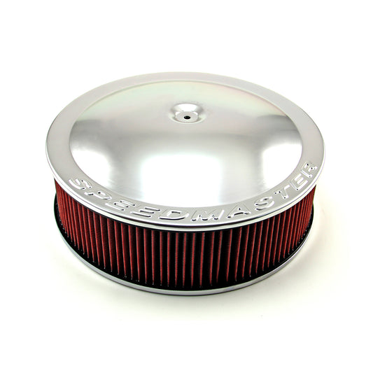 Speedmaster PCE104.1080 14" X 4" Washable Element Flat Base Aluminum Air Cleaner Polished