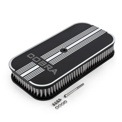 Speedmaster PCE104.1085 16" X 8" Cobra Black Air Cleaner Assembly With 2" Filter And Hardware