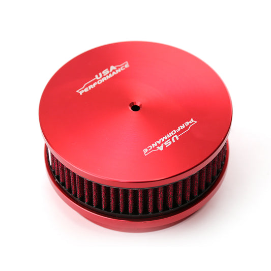 Speedmaster PCE104.1086 6" X 2" Washable Filter Billet Aluminum Air Cleaner Assembly Kit - Red