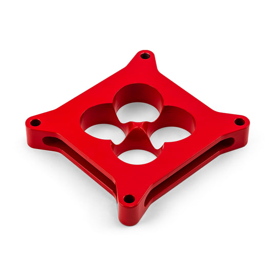 Speedmaster PCE120.1016 1" Aluminum 4150 CNC Machined Carburetor Spacer Square Bore 4 Port - Red
