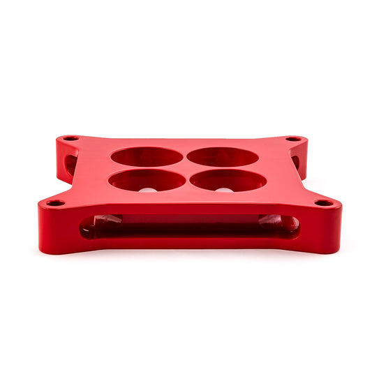 Speedmaster PCE120.1016 1" Aluminum 4150 CNC Machined Carburetor Spacer Square Bore 4 Port - Red