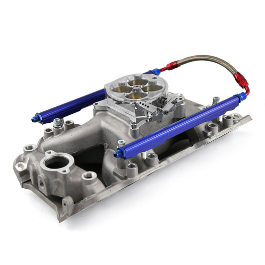 Speedmaster PCE148.1068 Fits Chevy BBC 454 Rect Port MidAir Intake Manifold Fuel Rails & 1200 Cfm Throttle Body