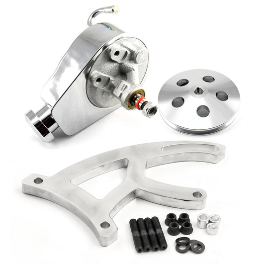 Speedmaster PCE172.1008 Fits Ford 302 351C Cleveland Power Steering Pump Billet Bracket & Pulley Kit
