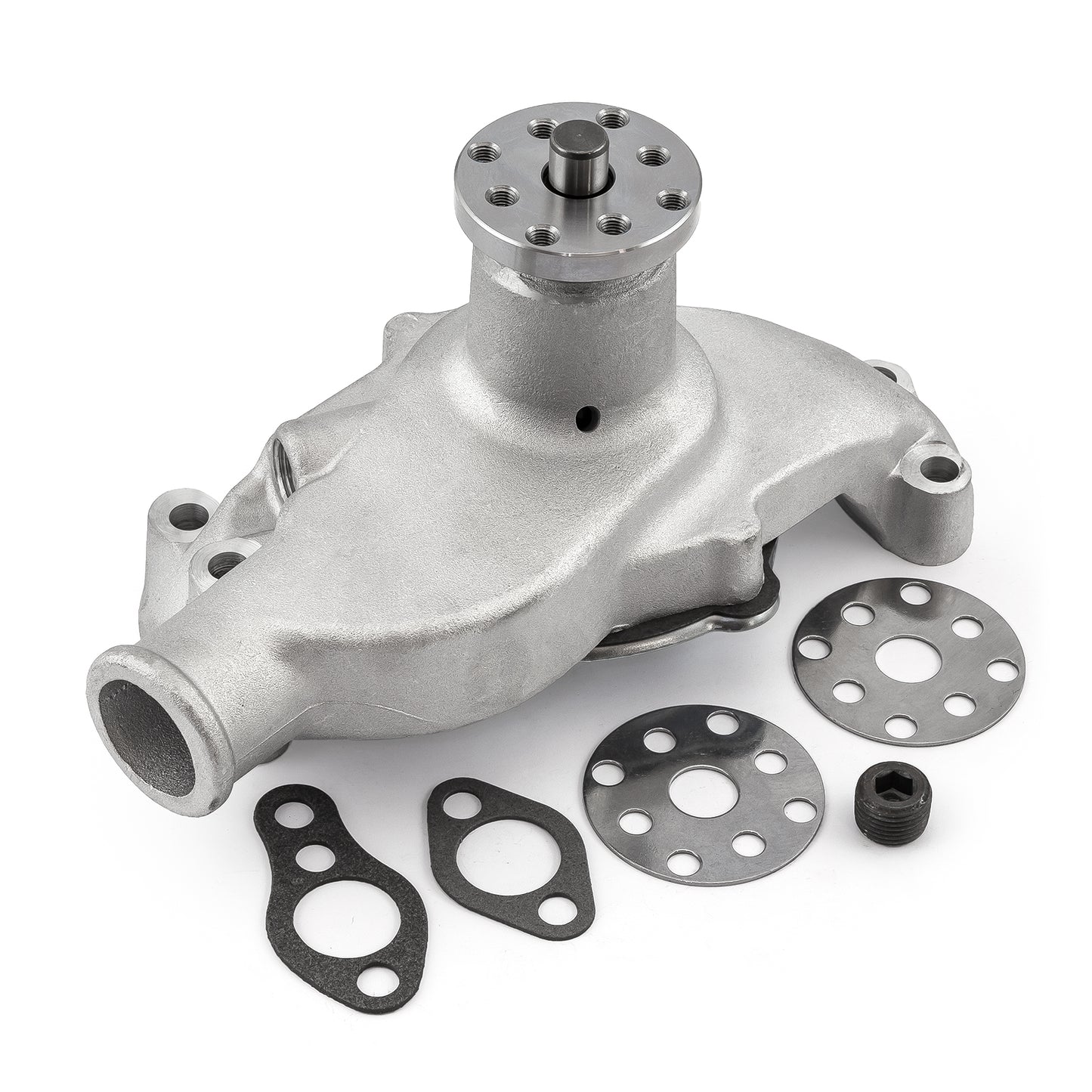 Speedmaster PCE195.1001.01 Fits Chevy SBC 350 High Volume Aluminum Short Water Pump W/o Heater Port [Satin]