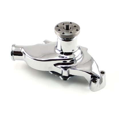 Speedmaster PCE195.1001.03 Fits Chevy SBC 350 High Volume Aluminum Short Water Pump W/o Heater Port [Chrome]