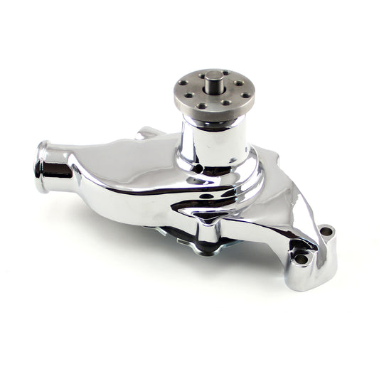 Speedmaster PCE195.1001.03 Fits Chevy SBC 350 High Volume Aluminum Short Water Pump W/o Heater Port [Chrome]