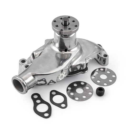 Speedmaster PCE195.1001.02 Fits Chevy SBC 350 High Volume Aluminum Short Water Pump W/o Heater Port [Polished]