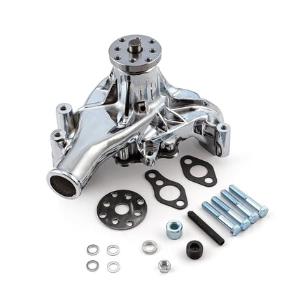 Speedmaster PCE195.1084 Fits Chevy SBC 350 Late High Volume Aluminum Long Reverse Rotation Water Pump Chrome