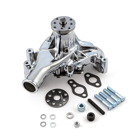Speedmaster PCE195.1084 Fits Chevy SBC 350 Late High Volume Aluminum Long Reverse Rotation Water Pump Chrome
