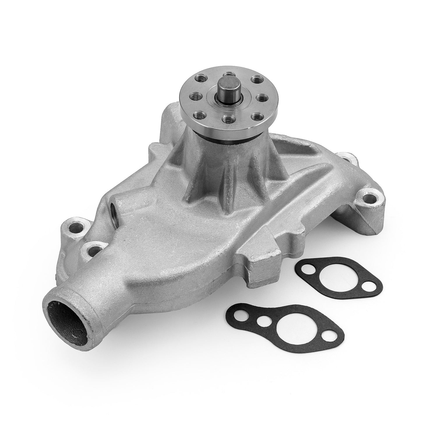 Speedmaster PCE195.1083.01 Fits Chevy SBC 350 High Volume Aluminum Short Water Pump With Heater Port [Satin]
