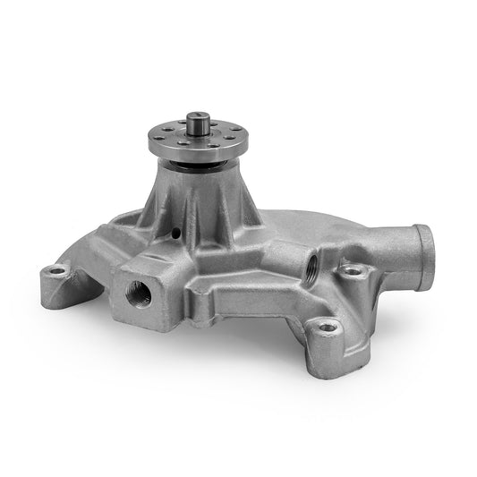 Speedmaster PCE195.1083.01 Fits Chevy SBC 350 High Volume Aluminum Short Water Pump With Heater Port [Satin]