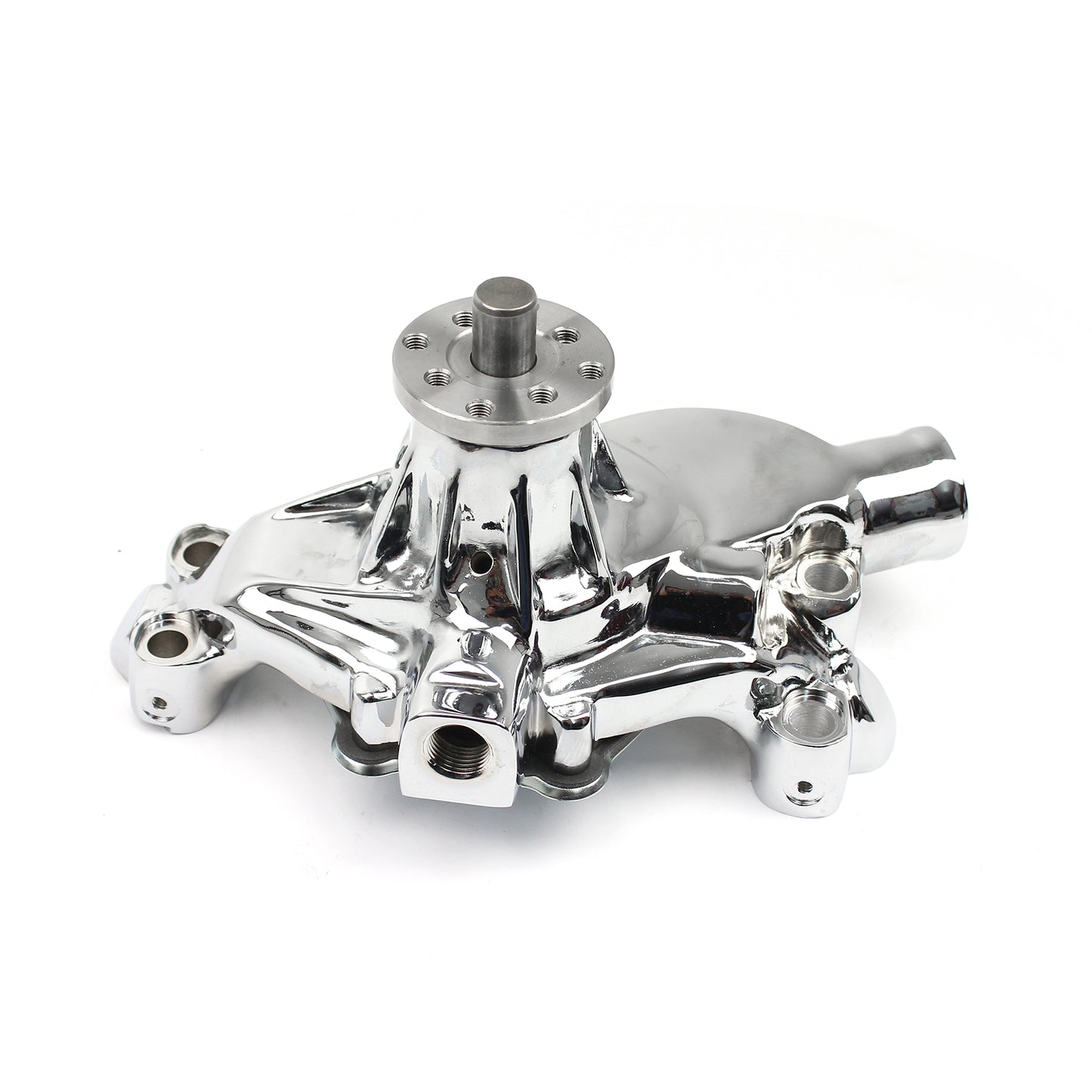 Speedmaster PCE195.1083.03 Fits Chevy SBC 350 High Volume Aluminum Short Water Pump With Heater Port [Chrome]