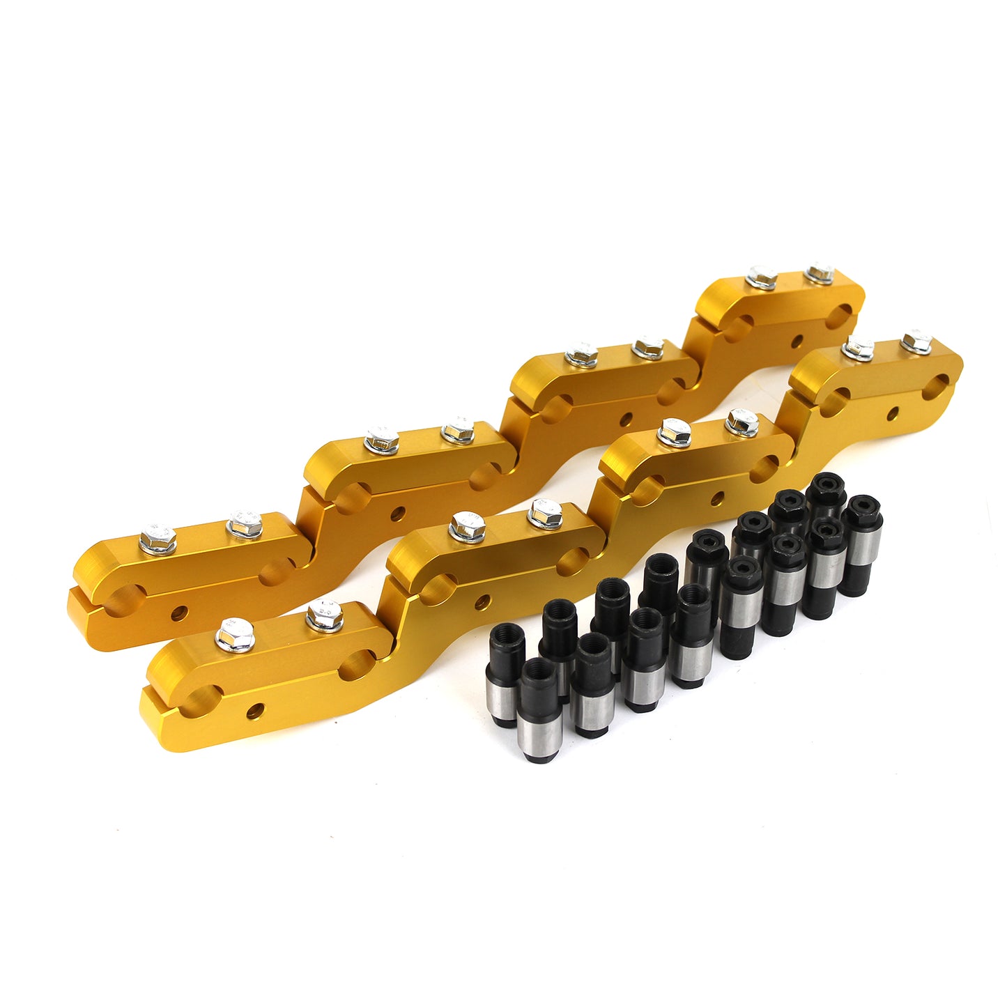 Speedmaster PCE259.1018 Fits Ford 302 351C Cleveland Rocker Stud Girdle Kit Gold With 7/16" Polylock Nuts