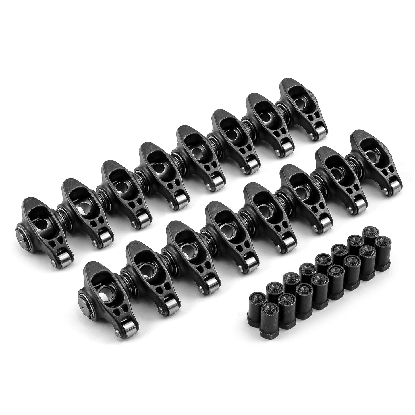 Speedmaster PCE261.1163 Fits Chevy SBC 350 1.6 Ratio 7/16" Ultra Black Chromoly Roller Rocker Arms Set