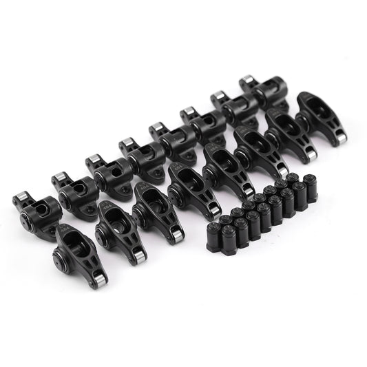Speedmaster PCE261.1160 Fits Chevy SBC 350 1.5 Ratio 3/8" Ultra Black Chromoly Roller Rocker Arms Set