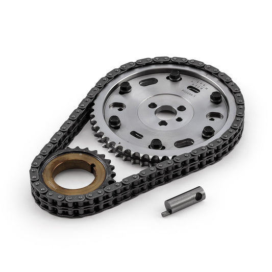 Speedmaster PCE264.1020 Fits Chevy BBC 454 Double Roller 2pc Adj Billet Steel Timing Chain Kit
