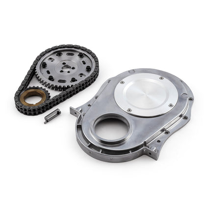 Speedmaster PCE264.1021 Fits Chevy BBC 454 Double Roller 2pc Adj Billet Steel Timing Chain & Cover Kit