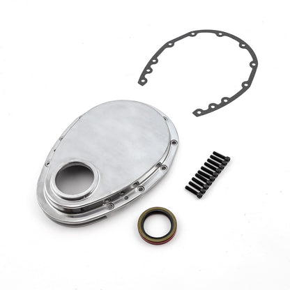 Speedmaster PCE265.1013 Fits Chevy SBC 350 Aluminum Timing Chain Cover Polished W/Gasket Seal & Bolts