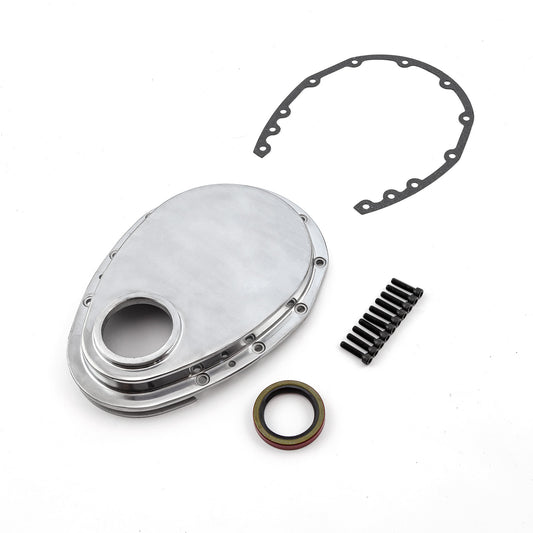 Speedmaster PCE265.1013 Fits Chevy SBC 350 Aluminum Timing Chain Cover Polished W/Gasket Seal & Bolts