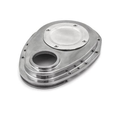 Speedmaster PCE265.1061 Fits Chevy SBC 350 2-Piece Polished Aluminum Timing Chain Cover W/ Inspection Plate