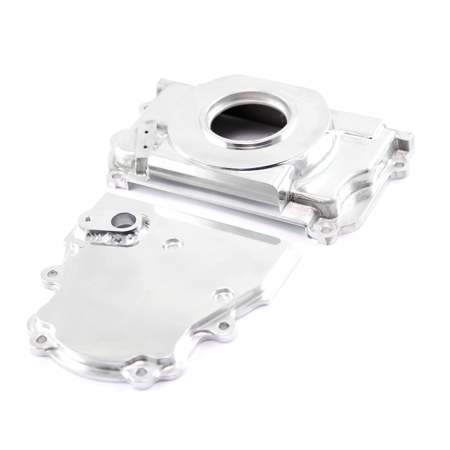 Speedmaster PCE265.1035 Fits Chevy GM GEN IV LS2 LS3 Polished Front 2pc Timing Cover With Cam Sensor Port