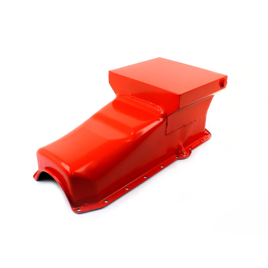 Speedmaster PCE300.1065 Fits Chevy SBC 350 7Qt Drag Rear Sump RH Side 2Pcs Rms Orange Oil Pan