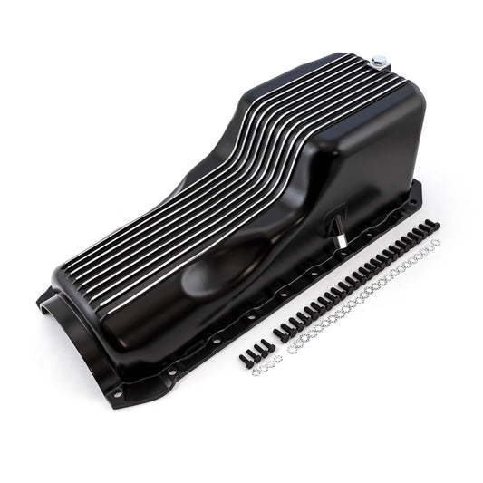 Speedmaster PCE300.1091 Fits Chevy BBC 454 2Pc Early Gen 4 1965 - 1990 Black Finned Aluminum Oil Pan