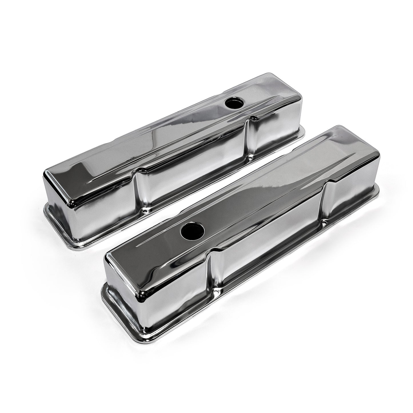 Speedmaster PCE314.1002.01 Fits Chevy SBC 350 Chrome Steel Valve Covers - Tall W/ Hole