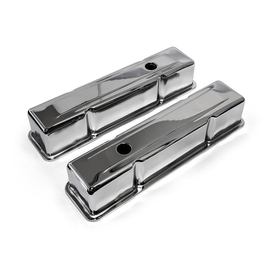 Speedmaster PCE314.1002.01 Fits Chevy SBC 350 Chrome Steel Valve Covers - Tall W/ Hole