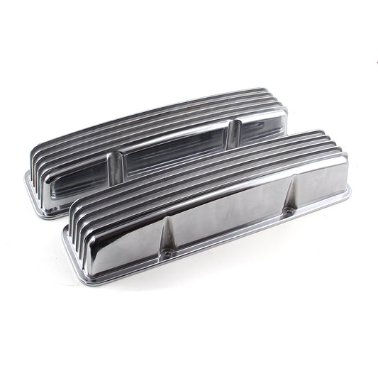 Speedmaster PCE314.1017.02 Fits Chevy SBC 350 Nostalgic Finned Aluminum Valve Covers - Tall W/o Holes