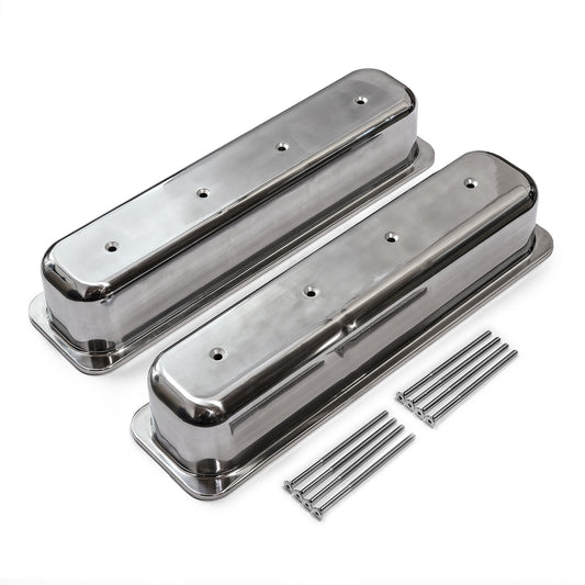 Speedmaster PCE314.1022 Fits Chevy SBC 350 Center Bolt Polished Aluminum Plain Valve Cover - Tall W/o Hole