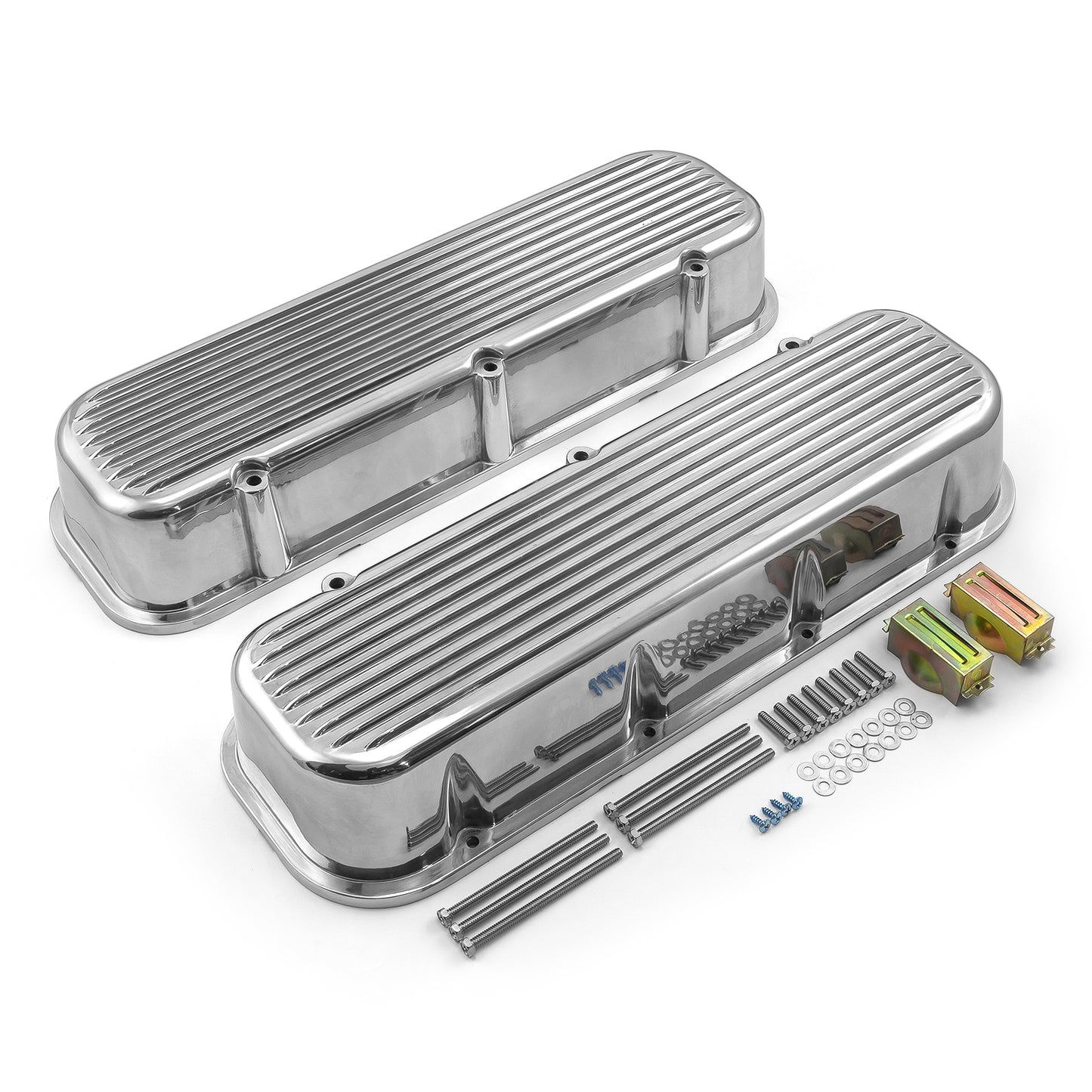 Speedmaster PCE314.1027.02 Fits Chevy BBC 454 Nostalgic Finned Aluminum Valve Covers - Tall W/o Hole