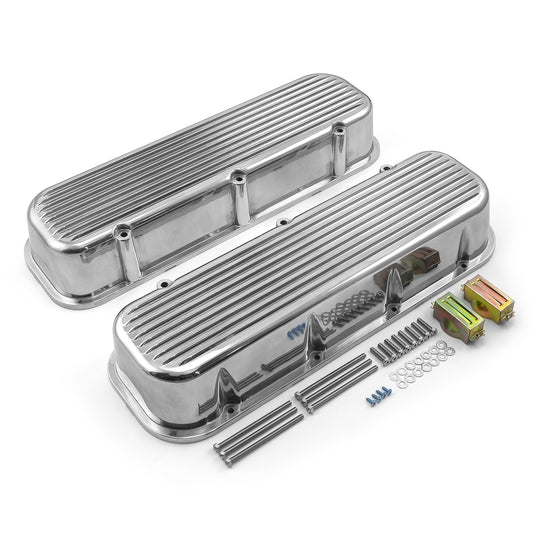 Speedmaster PCE314.1027.02 Fits Chevy BBC 454 Nostalgic Finned Aluminum Valve Covers - Tall W/o Hole