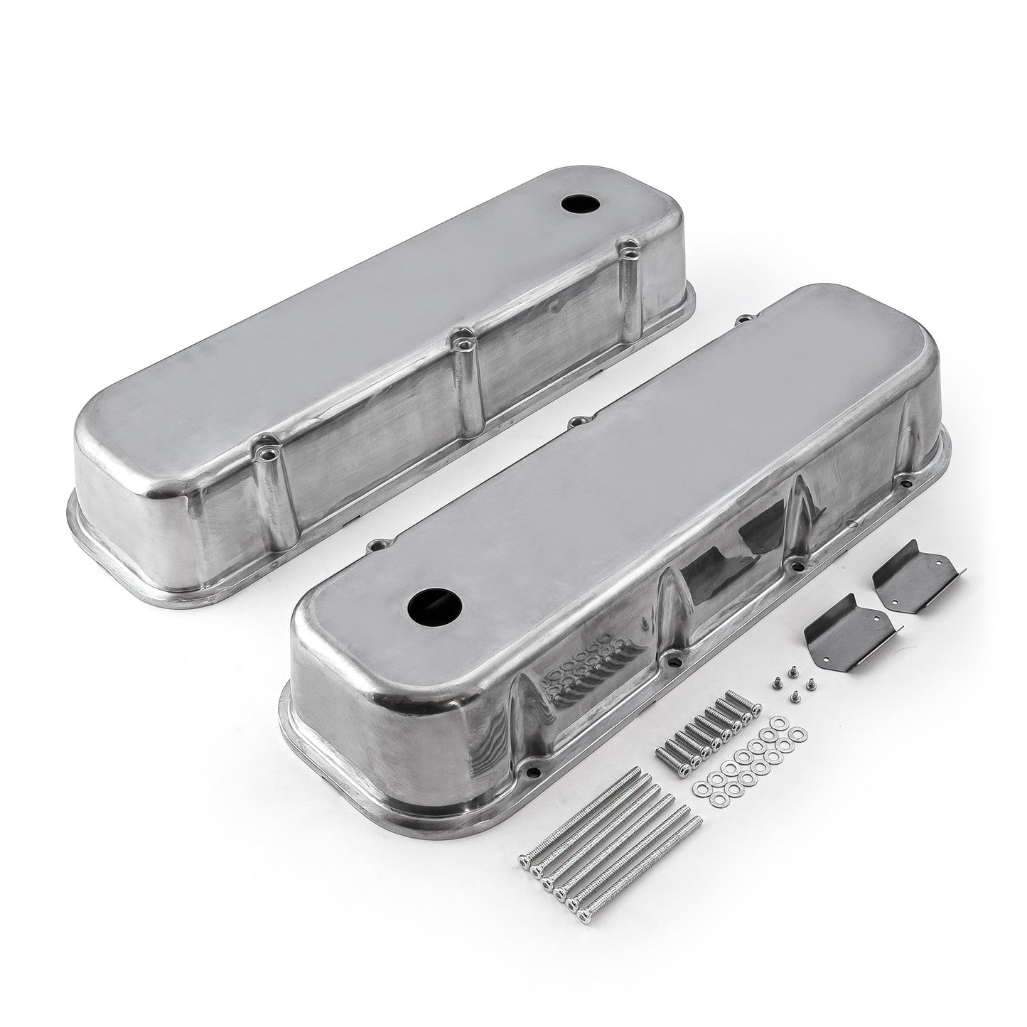 Speedmaster PCE314.1028.01 Fits Chevy BBC 454 Polished Aluminum Plain Valve Cover - Tall W/ Hole