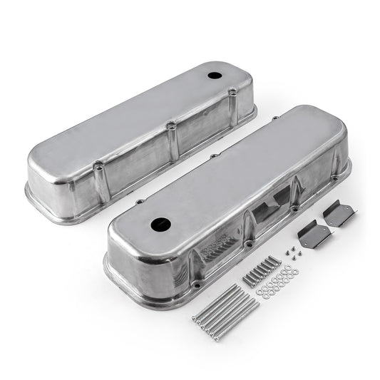 Speedmaster PCE314.1028.01 Fits Chevy BBC 454 Polished Aluminum Plain Valve Cover - Tall W/ Hole