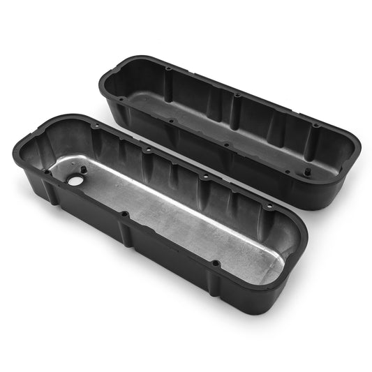Speedmaster PCE314.1028.03 Fits Chevy BBC 454 Black Finned Aluminum Valve Covers - Tall W/ Hole