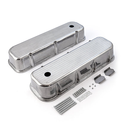 Speedmaster PCE314.1028.07 Fits Chevy BBC 454 Polished Aluminum Ball Milled Valve Covers - Tall W/ Hole